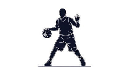 Naklejka premium Basketball and Basketball Player Vector Silhouette Illustration Set AI EPS PNG