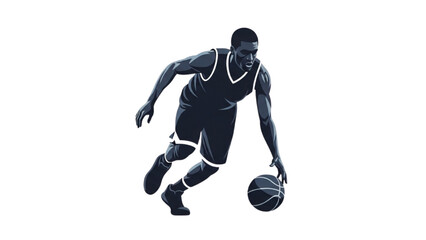Naklejka premium Basketball and Basketball Player Vector Silhouette Illustration Set AI EPS PNG