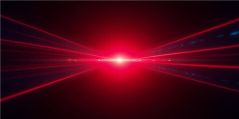 Abstract red light background with glowing rays and bright burst effect design