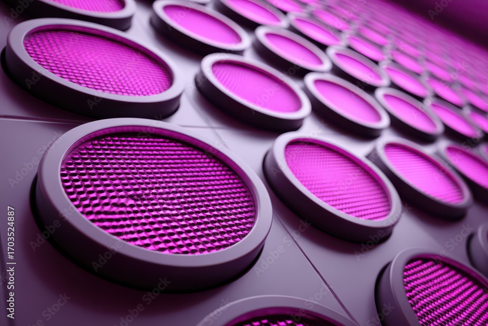 Poster vibrant abstract grid with glowing pink textured circular elements background