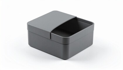 Dark gray rounded rectangular box with smooth surface and snug lid