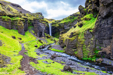 Breathtaking Kvernufoss Waterfall in Iceland