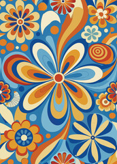 Fototapeta premium Psychedelic floral pattern with swirling shapes and bold colors vector