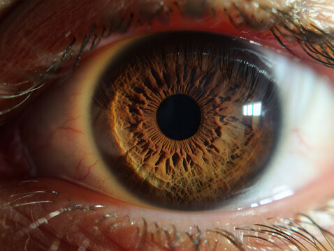 Close-Up of Brown Iris Featuring Radial Fibers and Anatomical Depth
