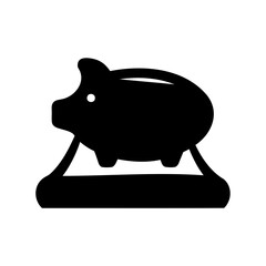 Black silhouette of a piggy bank on a stand, saving money concept