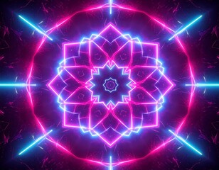 Abstract neon mandala design