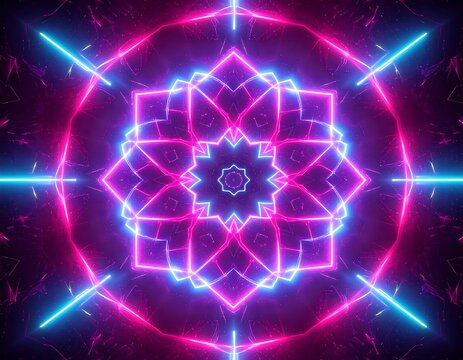 Abstract neon mandala design