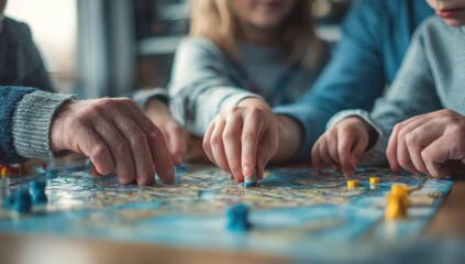 Fototapeta premium Family playing a board game