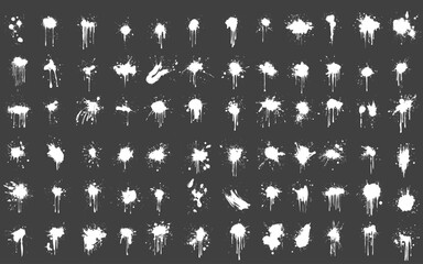Set of white splash on black background vector illustration