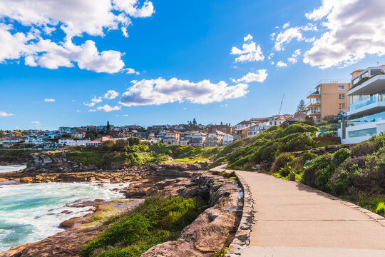 Tamarama coastal trail along the shoreline in Sydney, Australia