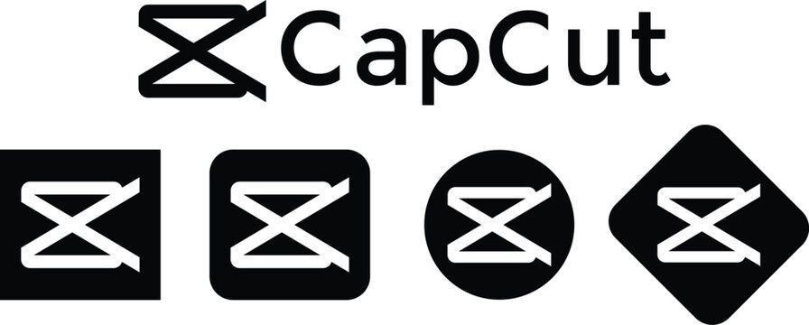 Capcut logo set in various styles. capcut vector logo. Social media video editor logo. popular video editing application
