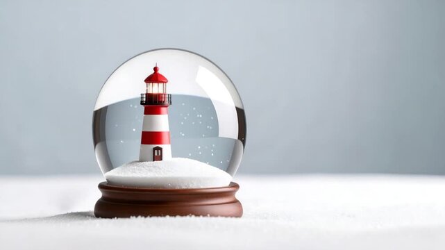 Snow globe lighthouse winter decor