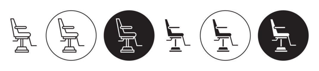 Beautician armchair icons collection in black filled and stroke line style