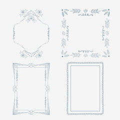 Set of elegant frames with floral and geometric designs. Perfect for posters, invitations, and decorative projects.
