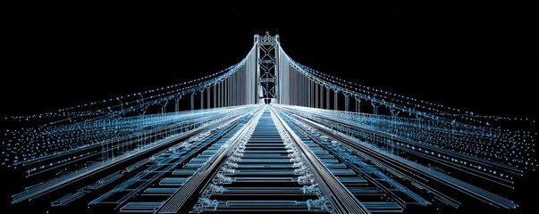 Abstract representation of a bridge and train tracks.  Digital art