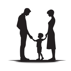 Silhouette of father and son holding hands, family love and relationship vector illustration