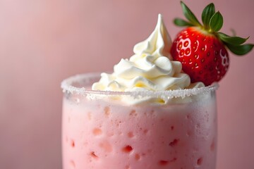 Strawberry milkshake with whipped cream