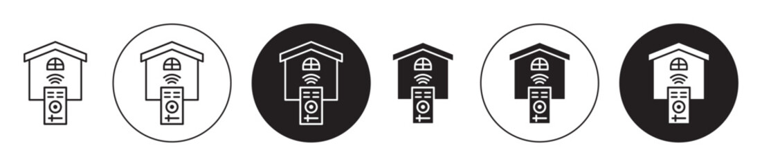 Home control icons collection in black filled and stroke line style