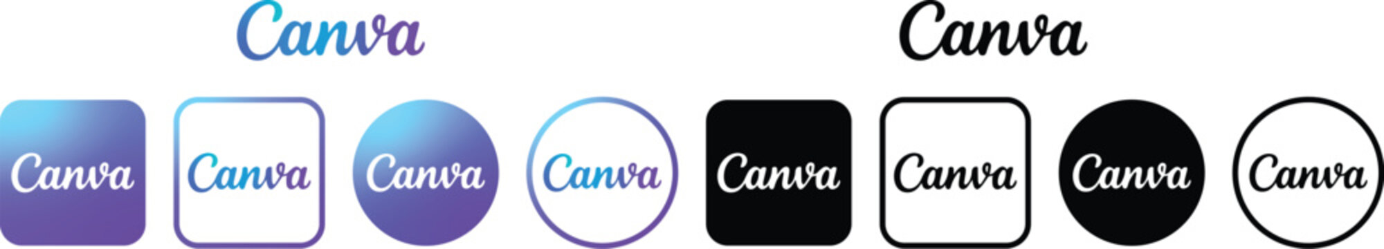 Canva editorial logo vector. canva icon vector. Canva logo and icon social media network icon symbol logotype. Popular graphic design platform
