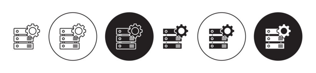 Database administrator icons collection in black filled and stroke line style