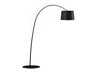 Modern arc floor lamp with black shade isolated PNG with Transparent Background