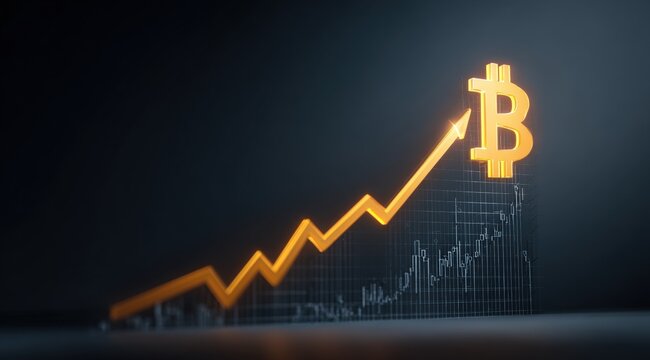 Bitcoin rising chart graphic - Powered by Adobe