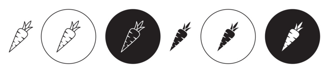 Carrot icons collection in black filled and stroke line style