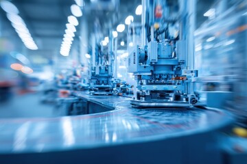 Automated assembly line in a modern factory