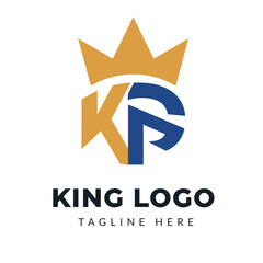 Fototapeta premium KP logo with crown design. Modern and elegant monogram. letters abstract business branding royal gold blue circle initial icon symbol