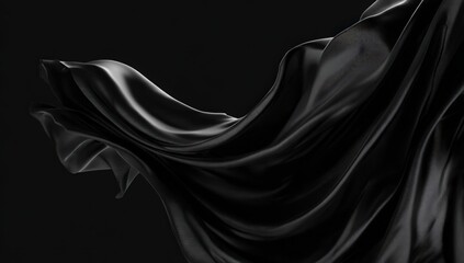 Dramatic black fabric drapes against dark background