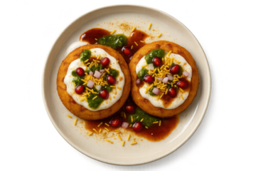 Delicious Dahi Bhalla isolated on transparent background, authentic Indian snack
