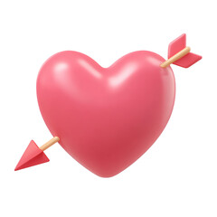 Pink heart with arrow isolated on transparent background PNG