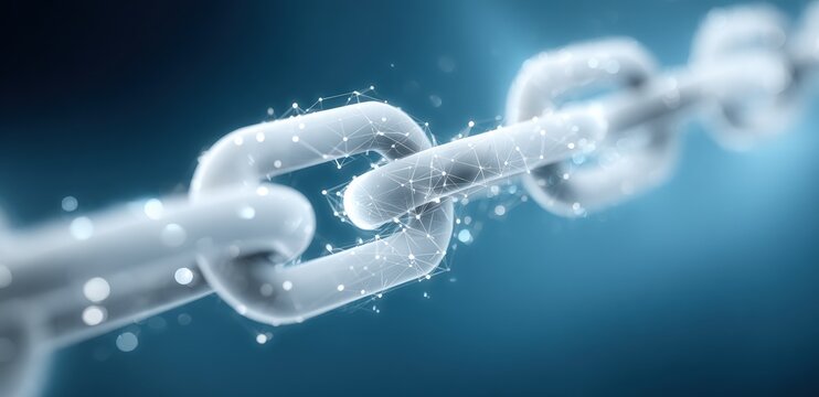 Abstract chain link with digital connections
