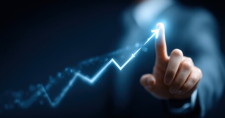 Business person touches a rising graph
