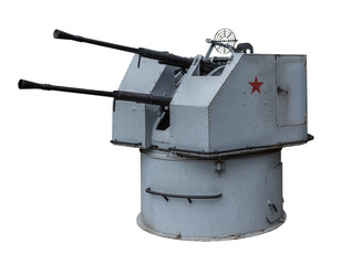 twin 25 mm naval dual-purpose gun 2M-3 of Soviet on white