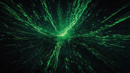 Obraz premium Abstract green energy burst creating a dynamic visual effect with a dark background