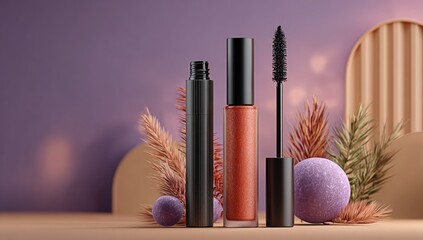 Cosmetics display,  lipstick & mascara