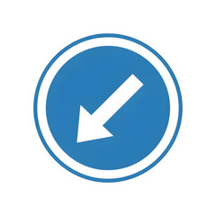 Round blue sign with a white diagonal arrow pointing to the left, indicating a mandatory left turn.