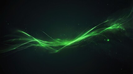 Abstract green wave pattern with ethereal light effects on a dark background, suitable for digital art