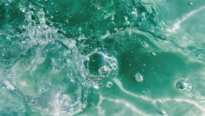 Rippled teal water surface with splashes