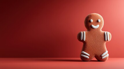 Minimal gingerbread figure on clean white background