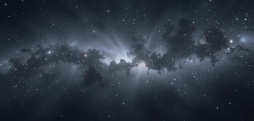 Fototapeta premium A deep gray galaxy backdrop where constellations are rendered with a soft, luminescent glow. A gentle and serene feeling.