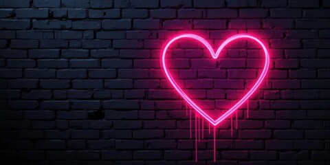  Bold Heart Background Electric Neon Against a Gritty Brick Wall Texture