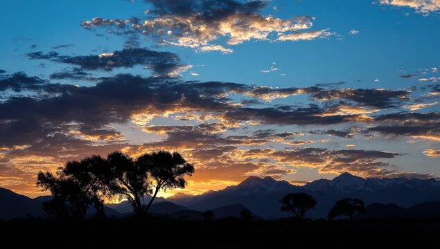 Dramatic sunset over mountains