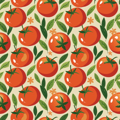 Obraz premium Cute Tomato Seamless Pattern