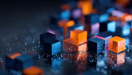 Abstract digital cubes reflecting light