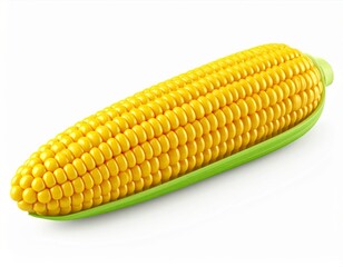 Close Up Fresh Yellow Corn on the Cob with Green Husk Isolated on White Background