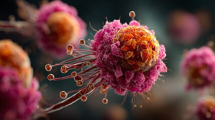 Close-Up View of Colorful Microbial Cell with Intricate Details