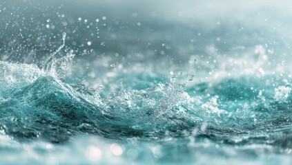 Turquoise water waves with splashes (1)