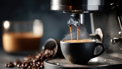 Espresso pouring into a cup